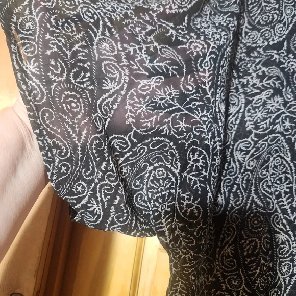 🖤Chic Black and White Paisley Women's Kimino Sheer XL - Picture 5 of 5